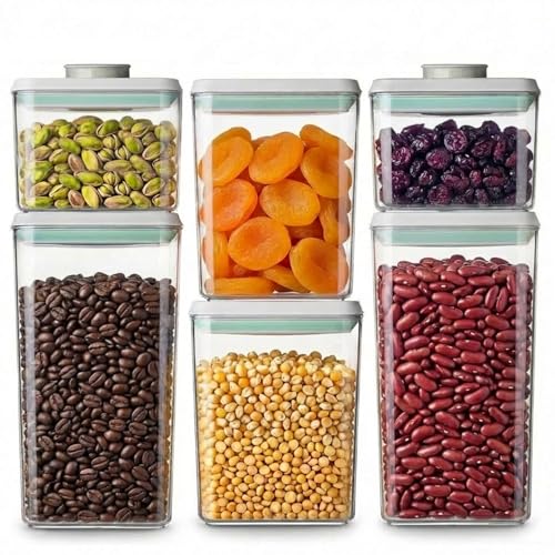 Pop Airtight Food Storage Containers Set with Lids (gray, 6 Pcs)