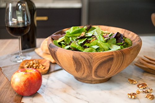 Ironwood Acacia Wood Salad Bowl (12" Large Salinas Salad Bowl)