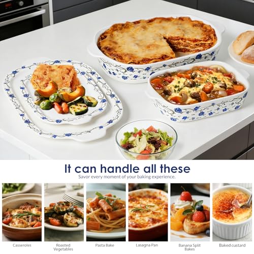 Ceramic Casserole Dish with Lids for Oven (4 Count)
