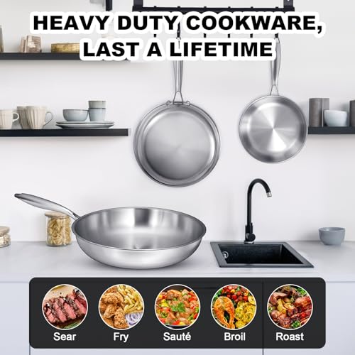 Tri Ply Stainless Steel Frying Pans Set (3 Count)