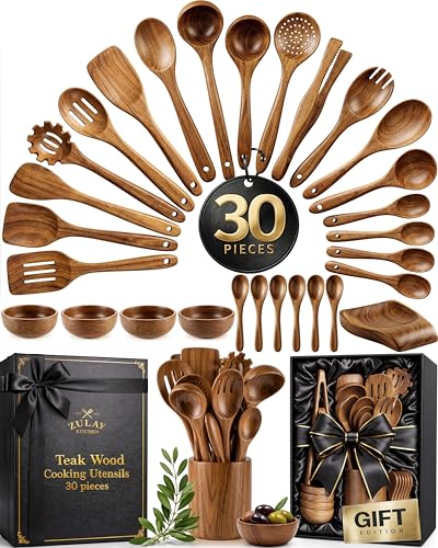30 Piece Teak Wooden Utensils (30 Piece | Gift Box)