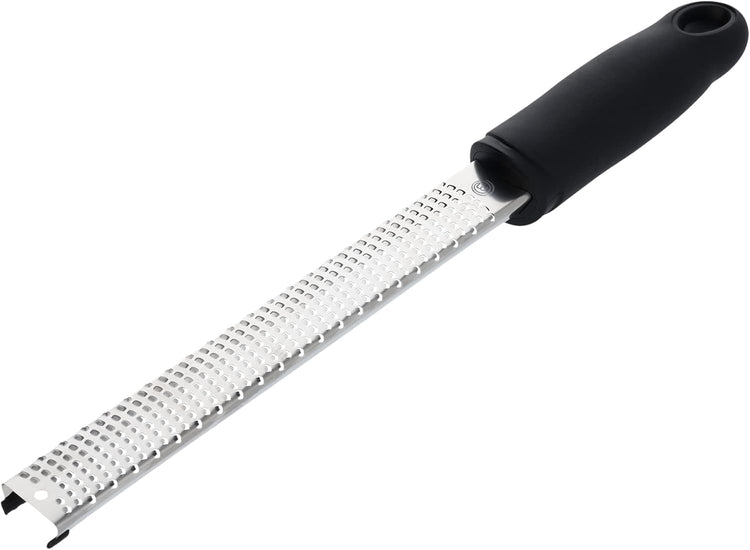 MasterChef Lemon Zester Grater with Handle, Kitchen Tool for Zesting Citrus Fruits & Finely Grating Parmesan Cheese, Garlic, Ginger, Coconut, Nutmeg, Wasabi, Chocolate etc, Stainless Steel, 12 inches