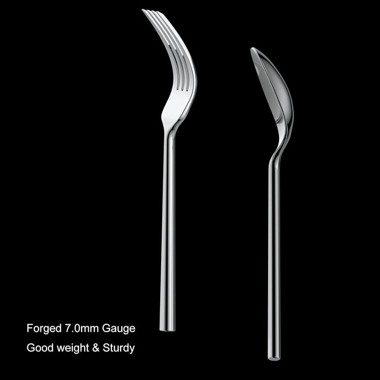 Alata Potter 60-Piece Forged Silverware Set Stainless Steel Flatware Set Cutlery Set, Service for 12, Mirror Finish, Dishwasher Safe