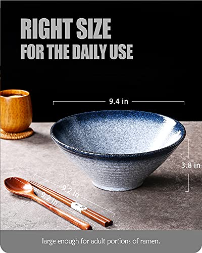 Ceramic Japanese Ramen Bowls (Blue)