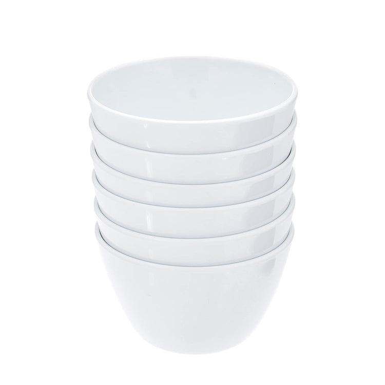 Amazon Basics Round Melamine Bowl, 8 oz, White, 6 Piece Set (Previously AmazonCommercial brand)