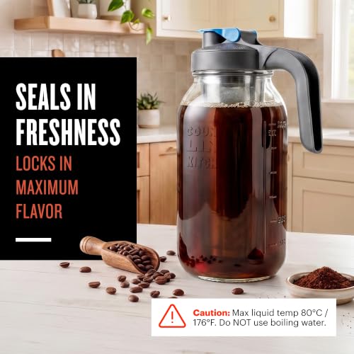 64oz Cold Brew Coffee Maker with Leak Proof Lid (64 oz / Gray)
