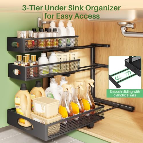 Under Sink Organizer 3 (2-Pack / Black)