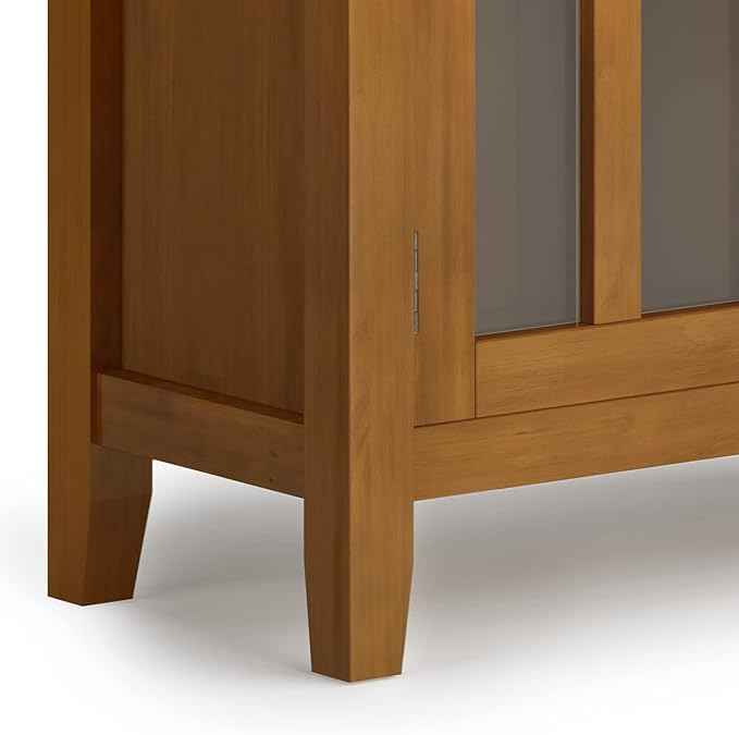 SIMPLIHOME Artisan SOLID WOOD 30 Inch Wide Contemporary Low Storage Cabinet in Honey Brown, For the Living Room, Entryway and Family Room