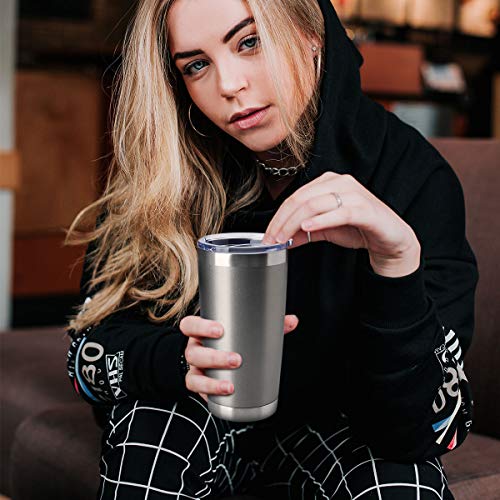 20oz Tumblers Bulk Stainless Steel Cup with Lid Double Wall Vacuum Insulated Coffee Mug for Cold & Hot Drinks 1 Pack (Grey-A / 1 Count (Pack of 1))