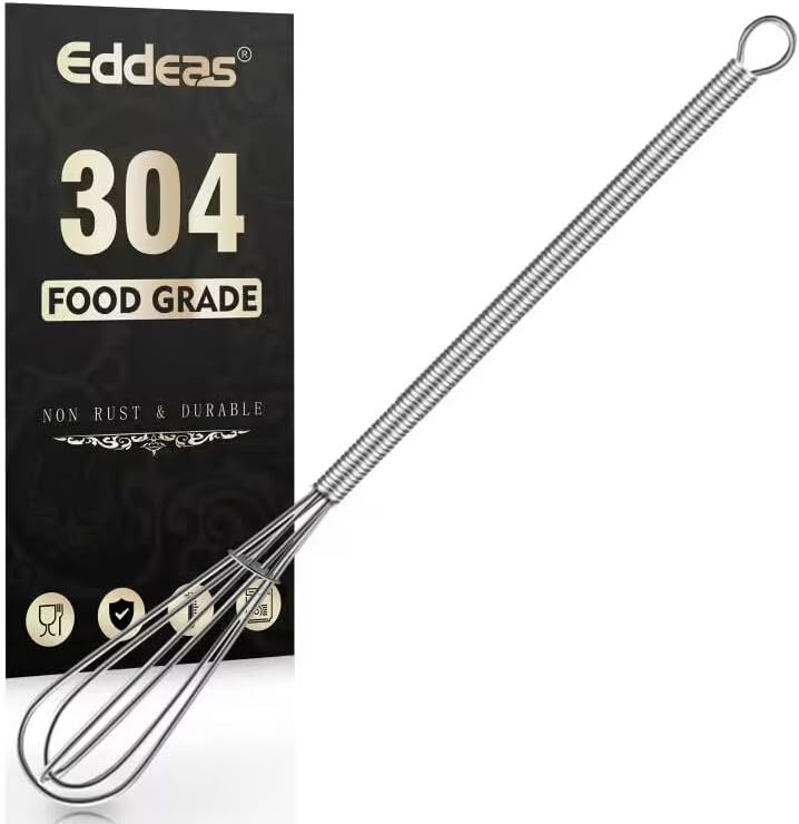 Long Mini Whisks Stainless Steel, Eddeas Skinny Small Whisk 10 inch Tiny Whisk With Long handle for Whisking, Beating, Mixing Sauces, Blending Ingredients Kitchen Small Wisk