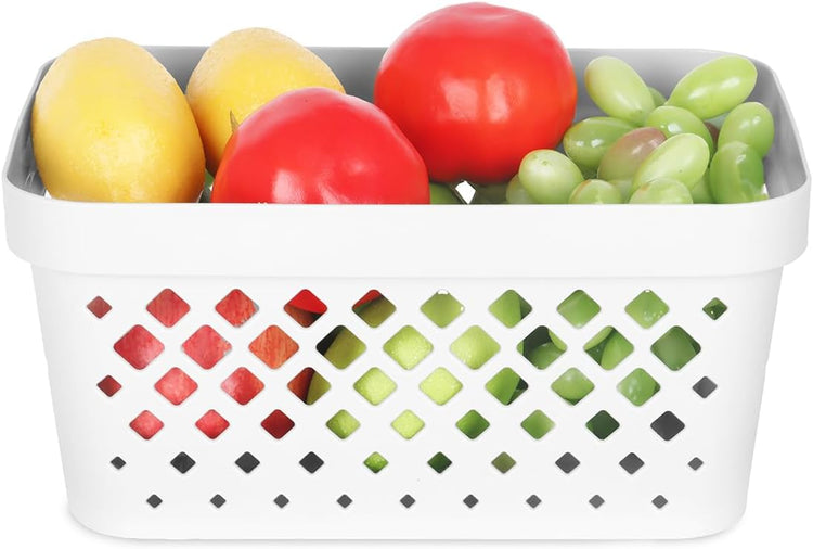 Glad Plastic Baskets for Organizing, Set of 6 | Pantry Storage for Under Counter, Linen Closet, and Bathroom | Nesting Shelf Bins with Handles, 1 Gallon, White