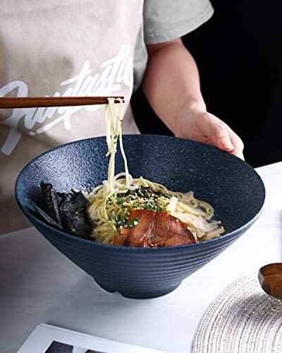Ceramic Japanese Ramen Bowl Set (9 Inch / Navy)