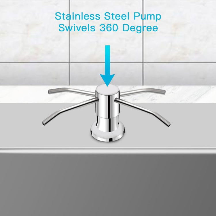 Dish Soap Dispenser for Kitchen Sink, Countertop Sink Soap Dispenser Water Pump with 47” No-Spill Extension Tube Kit Design for Kitchen Bathroom, No More Refills (Chrome)