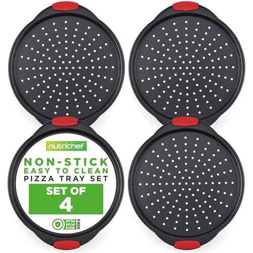 Non Stick Pizza Tray with Silicone Handles (4 Count)