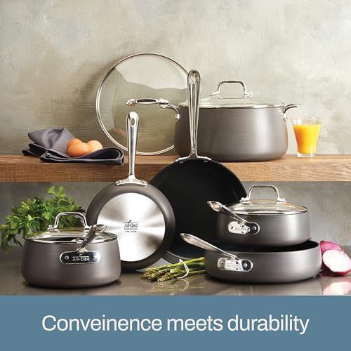HA1 Hard Anodized Nonstick Cookware Set 10 Piece Induction Oven Broiler Safe 500F