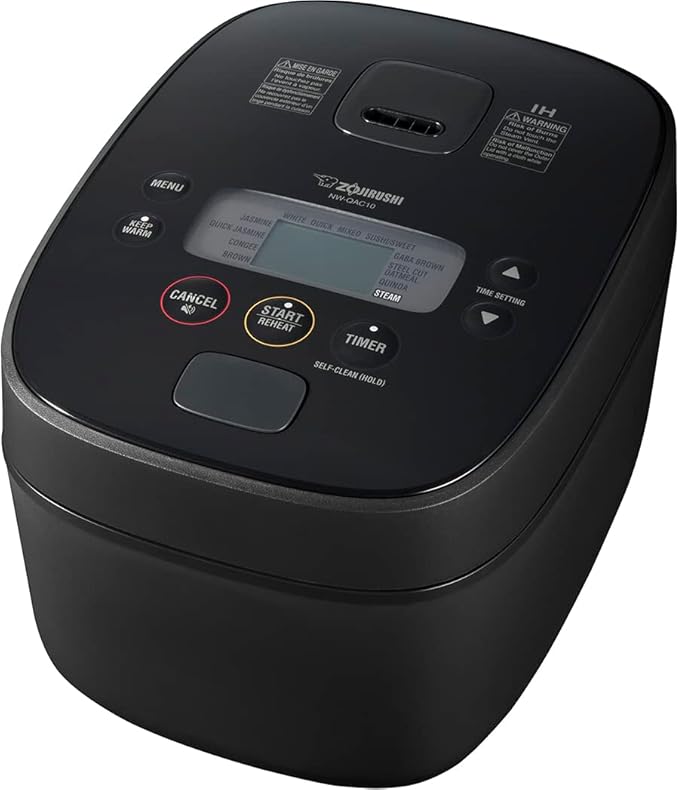 Zojirushi NW-QAC10 5.5-Cup Capacity Flat-Top Induction Cooker and Warmer with Custom Cooking Pan, Double Non-Stick Coating for Easy Clean-Up (Black)