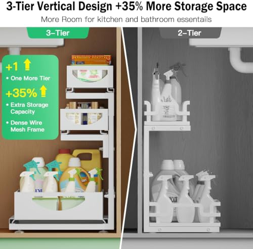 Under Sink Organizer (2Pack-3Tier / White)