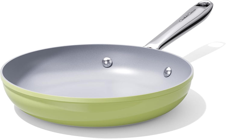 Nonstick Ceramic Frying Pan 8 Inch for Induction Cooktop - Non Toxic, PTFE/PFOA/PFAS Free, Oven & Dishwasher Safe up to 500ยฐF - Non Stick Egg Skillet with Stay-Cool Handle - Avocado Green