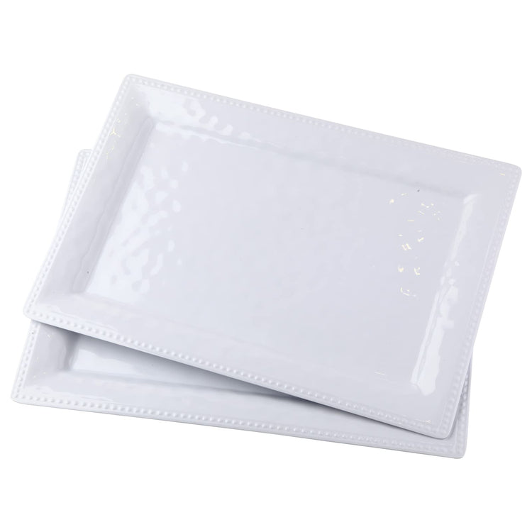 Embossed effectSet of 2 melamine rectangular serving trays (2 Count)