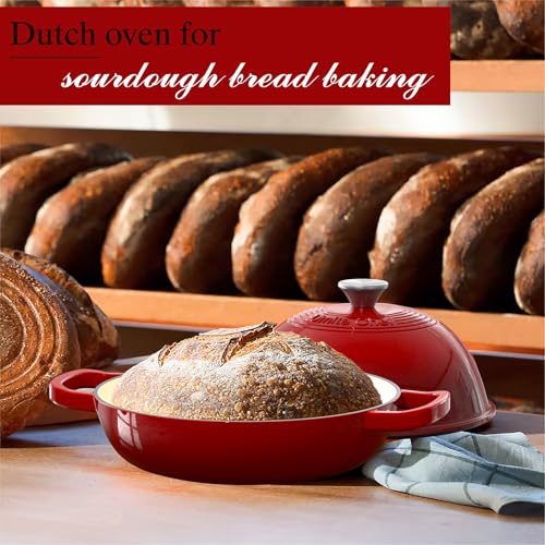 Enamelled Cast Iron Dutch Oven Pot (Red)