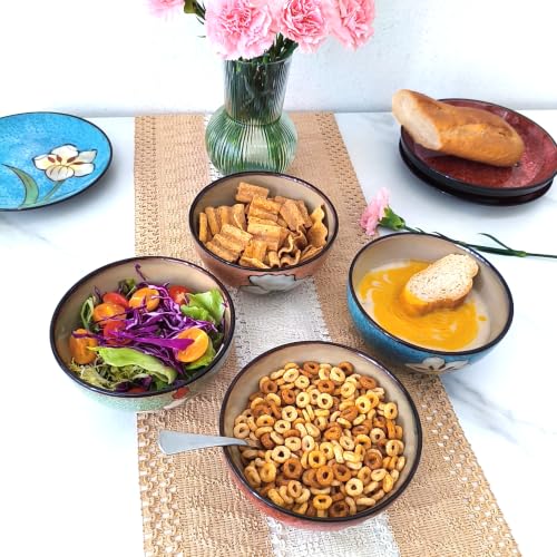 Ceramic Bowls For Kitchen (Blue+Red+Green+Pink)
