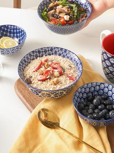 Cereal Bowls Set of 6 (Vintage Blue / 23 OZ)