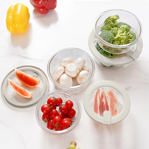 Glass Food Storage Containers with Glass Lids (Ivory White -5p)