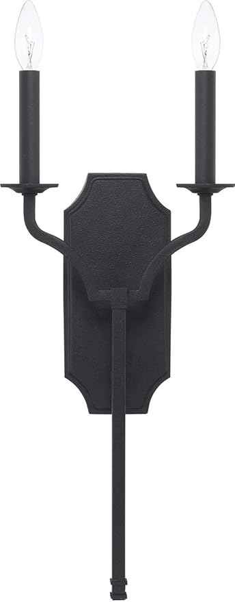 Capital Lighting 619821BI Ravenwood ADA Industrial Candle Wall Sconce, 2-Light 120 Total Watts 22" H x 10" W, Black Iron