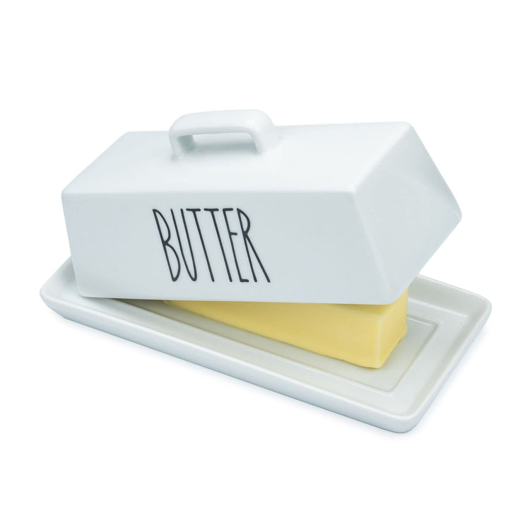 Porcelain Covered Butter Dish with Lid for Countertop