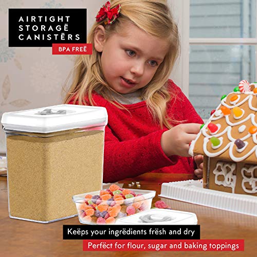 Large Airtight Food Storage Containers with White Lids (06 - 3.8 Liters & .77 Liter (Set of 4))