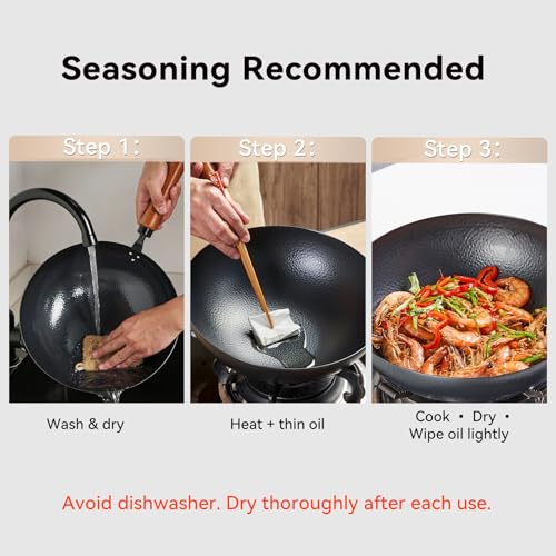 Carbon Steel Wok Pan 11 Inch (11 Inch Round Bottom)
