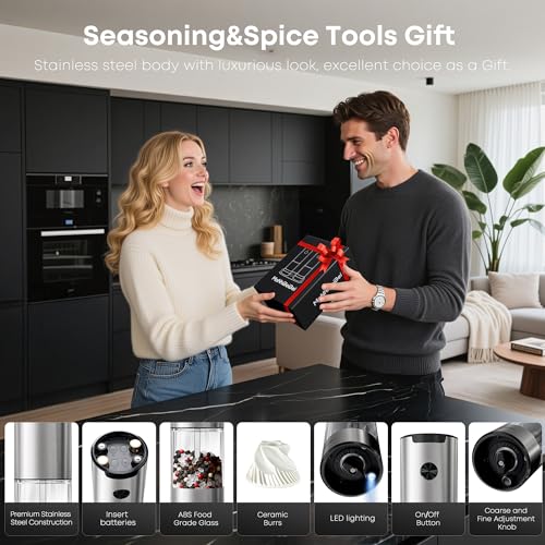 2 Pack Electric Salt Pepper Grinder