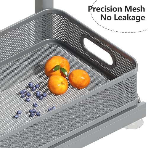 2 Pack Under Sink Storage Organizer with 2 (Gun Gray / 2 Pack-15.4"Dx11.8"-16.5"H)