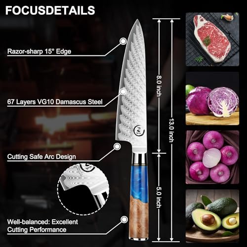 Damascus Chef Knife 8 Inch