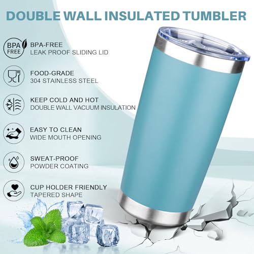 20oz Tumbler with Lid Double Wall Vacuum Insulated Travel Coffee Mug Stainless Steel Thermal Cup Powder Coated Sturdy Coffee Tumbler Bulk for Hot and Cold Beverages (20 Ounces (4 Pack) / Black-Purple-Glacier-White)