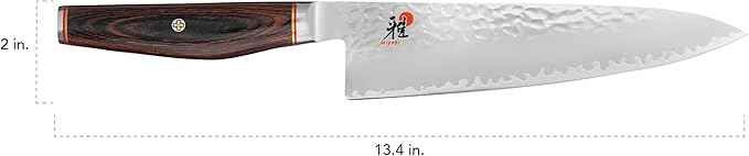 MIYABI Artisan 8-inch Chef’s Knife, Made in Japan, Sharp Hanbazuke Finish, Pakka Wood Handle