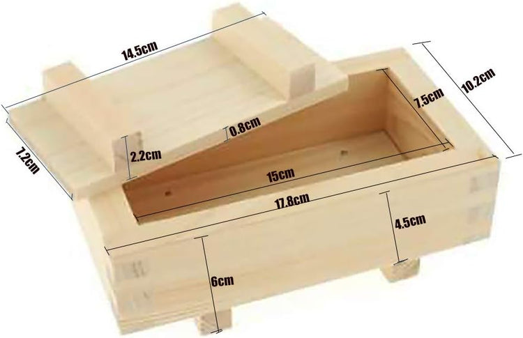 JapanBargain 3131, Wooden Rectangular Oshizushi Sushi Press Mold Maker Rice Mold, 7x4 inch, 6 Pack