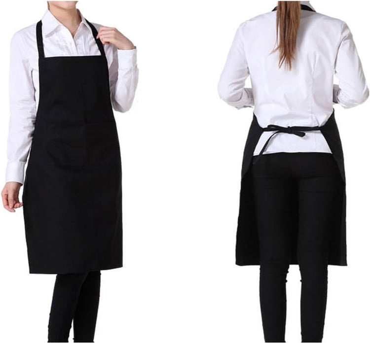 Bringsine 4 Pack Bib Chef Apron - Unisex with 2 Pockets,Machine Washable for Men and Women,Kitchen Resistant Cooking BBQ Aprons Bulk(Black)