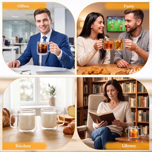 Glass Coffee Mugs Set of 4 (350ml / Clear)