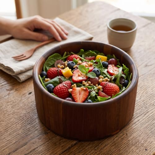 8 Pcs Acacia Wood Salad Bowl 30 oz 6 x 2.5 In
