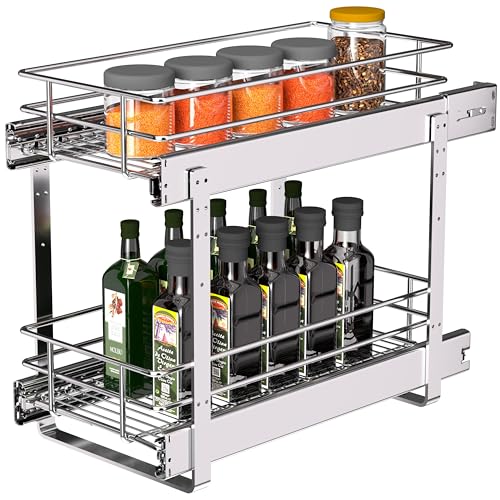 2 Tier Narrow Cabinet Pull Out Shelves (8 x 22 Inch)