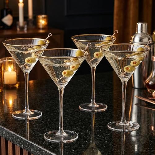 Gold Rim Martini Glasses