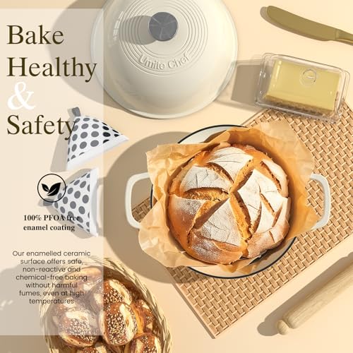 Enameled Round Cast Iron Bread Oven (Cream White)
