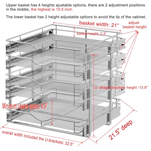 Pull Out Cabinet Organizer (Chrome / 22-1/2" W X 21-1/2" D)