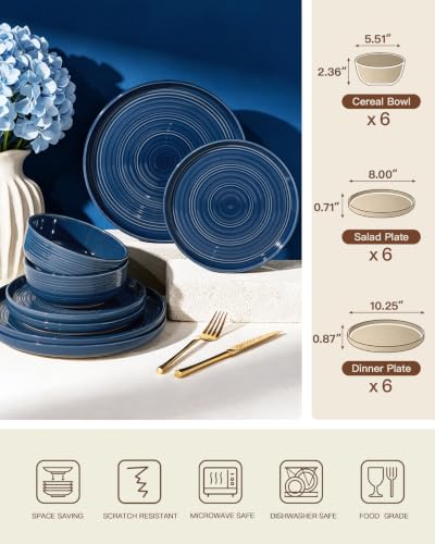 Ceramic Dinnerware Set for 6 (Abyssal Blue)