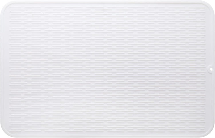 Silicone Dish Drying Mat for Multiple Usage,Easy clean,Eco-friendly,Heat-resistant Silicone Mat for Kitchen Counter or Sink,Refrigerator or Drawer Liner White 3XL 28 inches x 18 inches