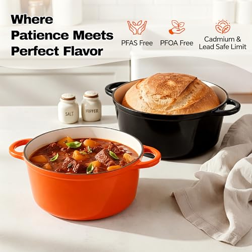 4.5 Quart Dutch Oven Pot with Lid (4.5 QT / Orange)