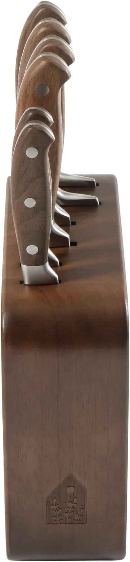 Bloomhouse 7 Piece Italian Walnut Wood Knife Block Set W/German Steel Forged Knives