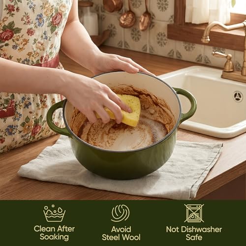 4.5 Quart Dutch Oven Pot with Lid (4.5 QT / Golden Green)