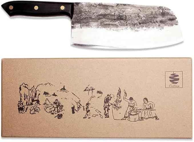 COOLINA Kapeni Butcher Knife, Handmade Forged Multipurpose Meat Cleaver Knife for Kitchen, Home and Outdoor Cooking, Rugged Blade
